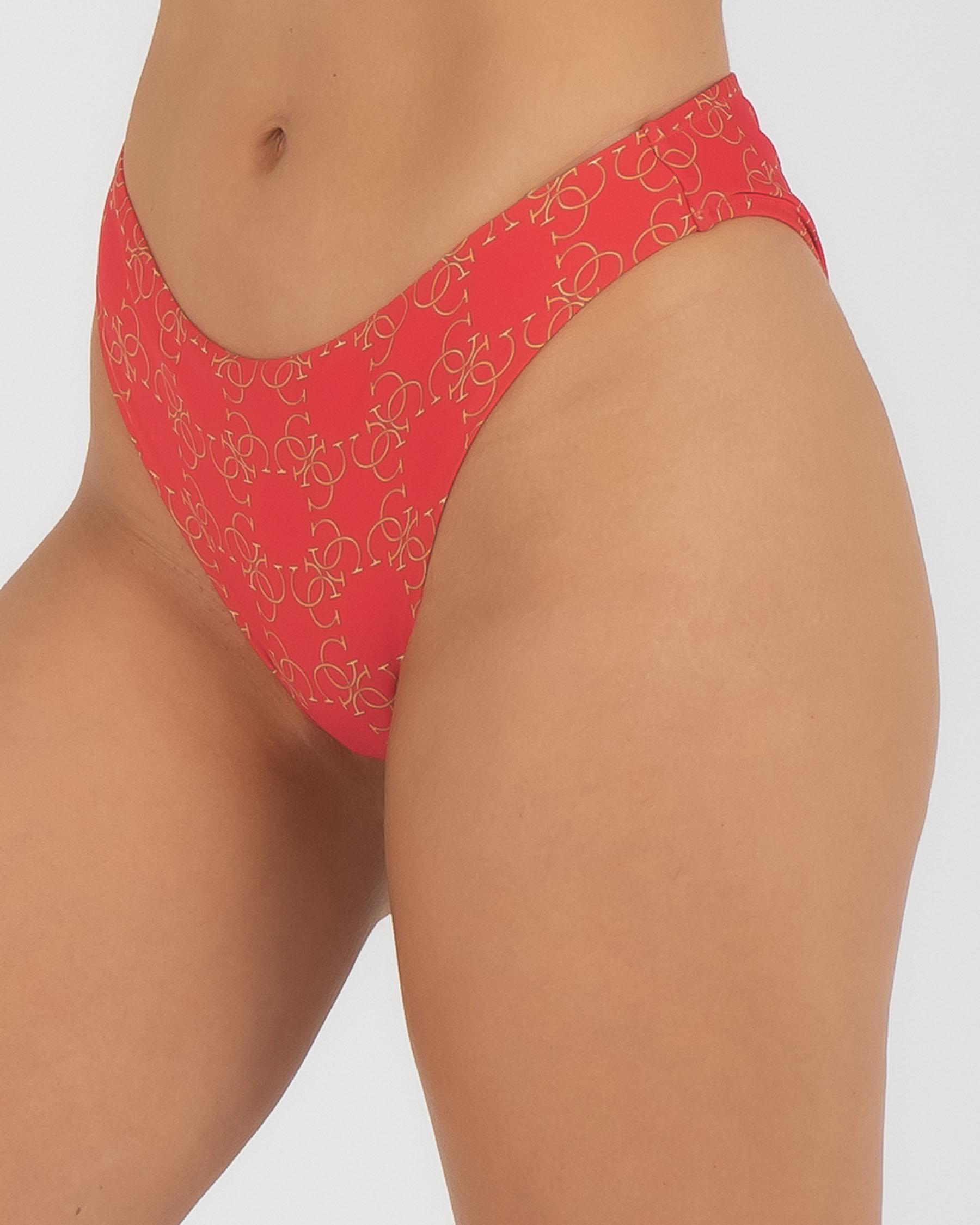 Shop Guess Logomania Bikini Bottom In Real Red Fast Shipping Easy