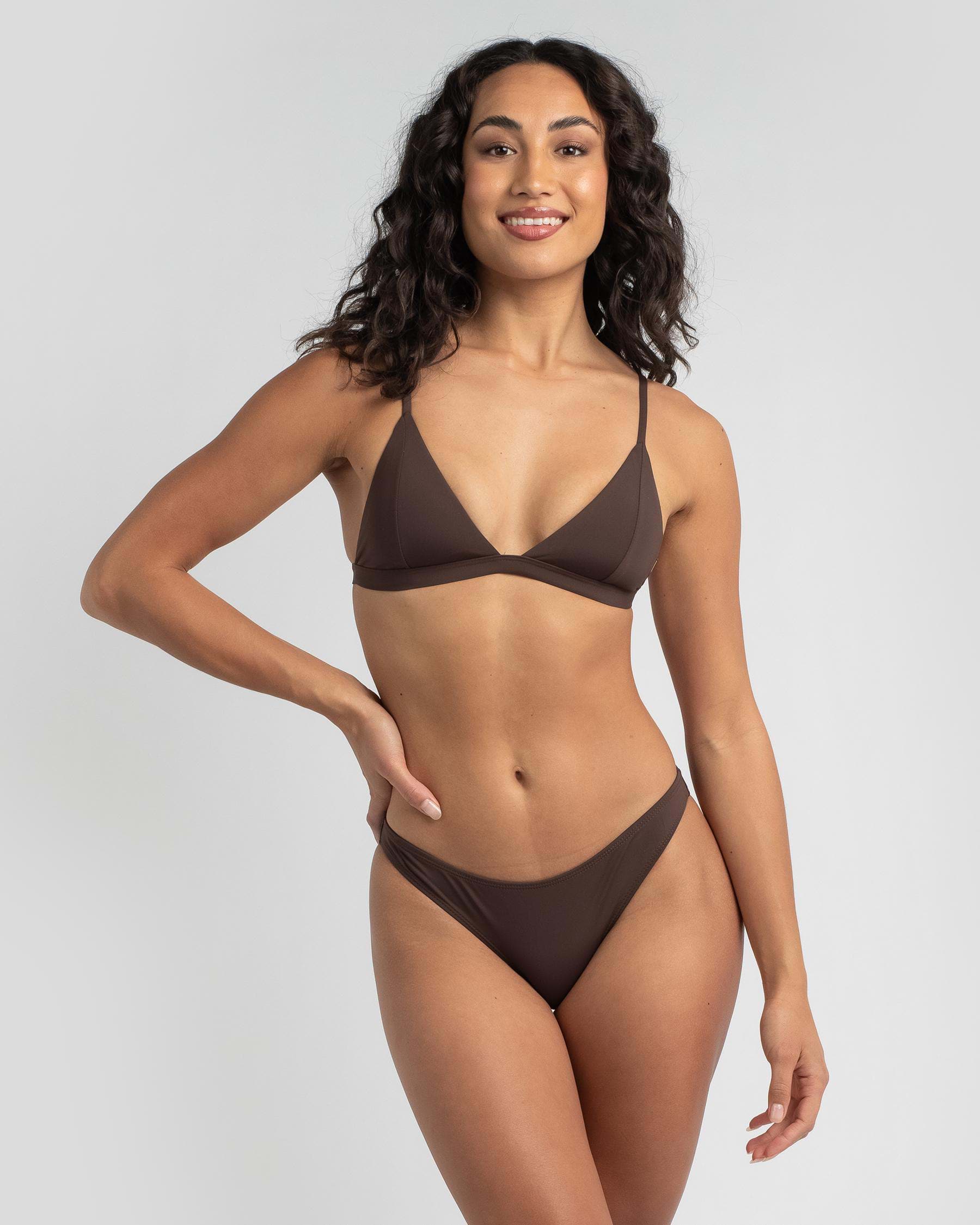 Topanga Jojo Fixed Triangle Bikini Top In Dark Choc FREE Shipping