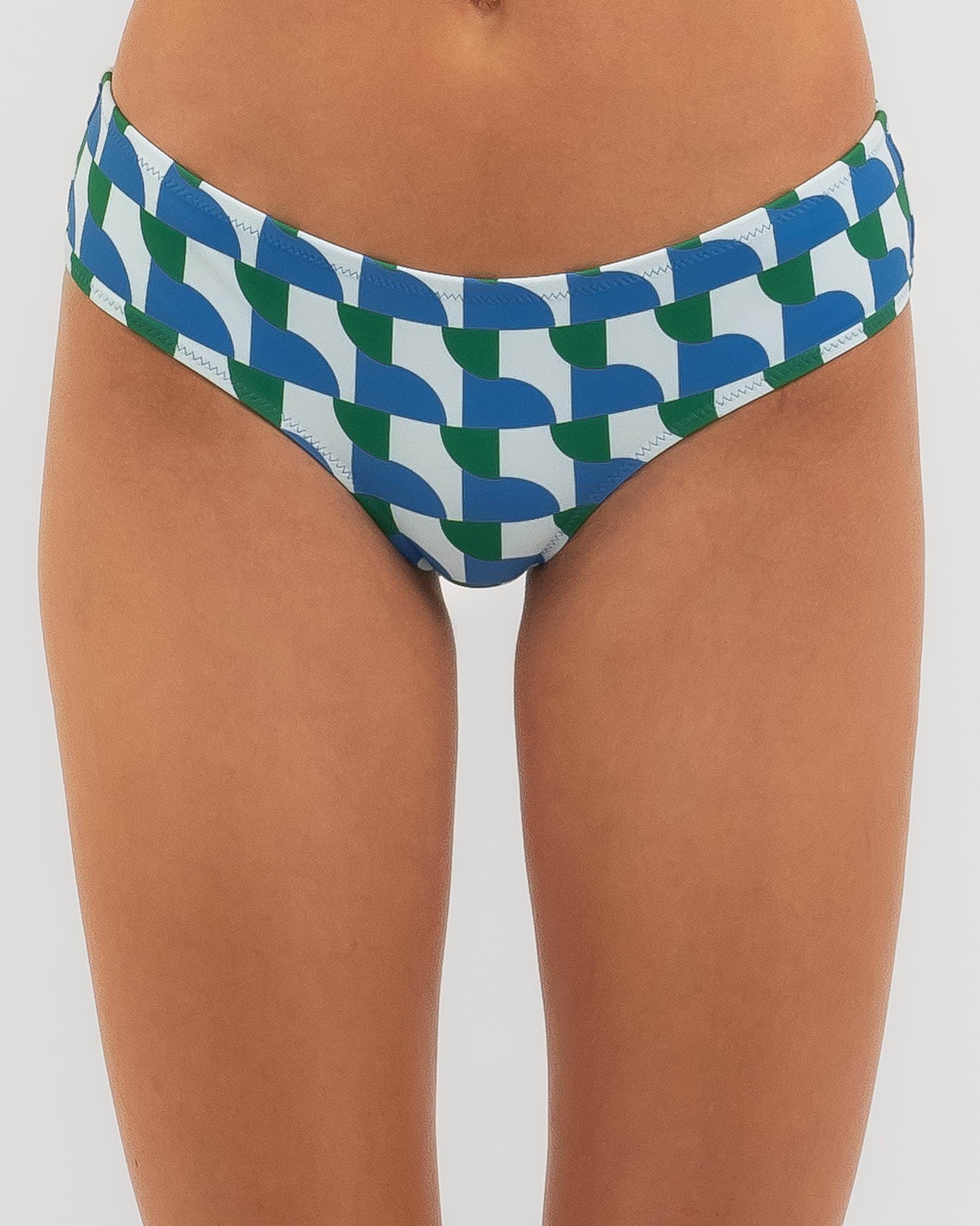 Shop Roxy Geo Vibe Classic Bikini Bottom In Geo Vibe Almost Blue Fast