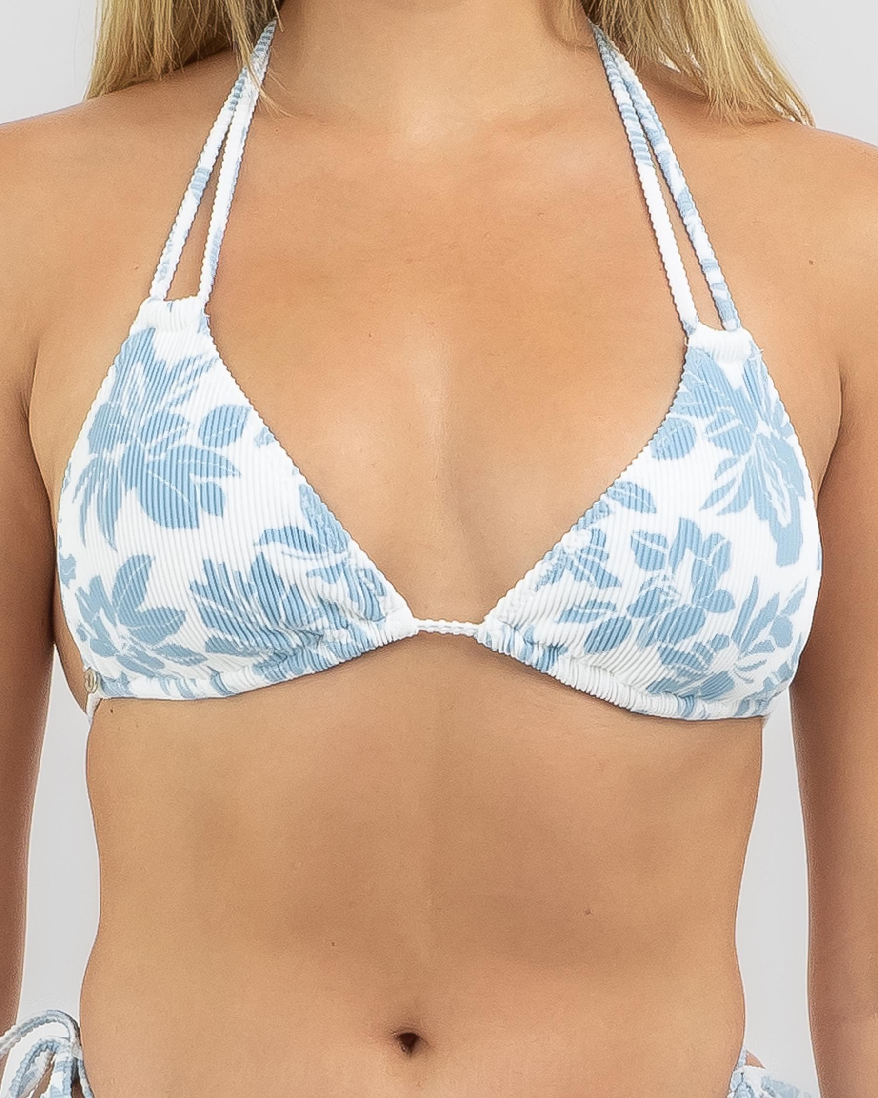 Shop Rhythm Grace Floral Double Strap Triangle Bikini Top In Blue