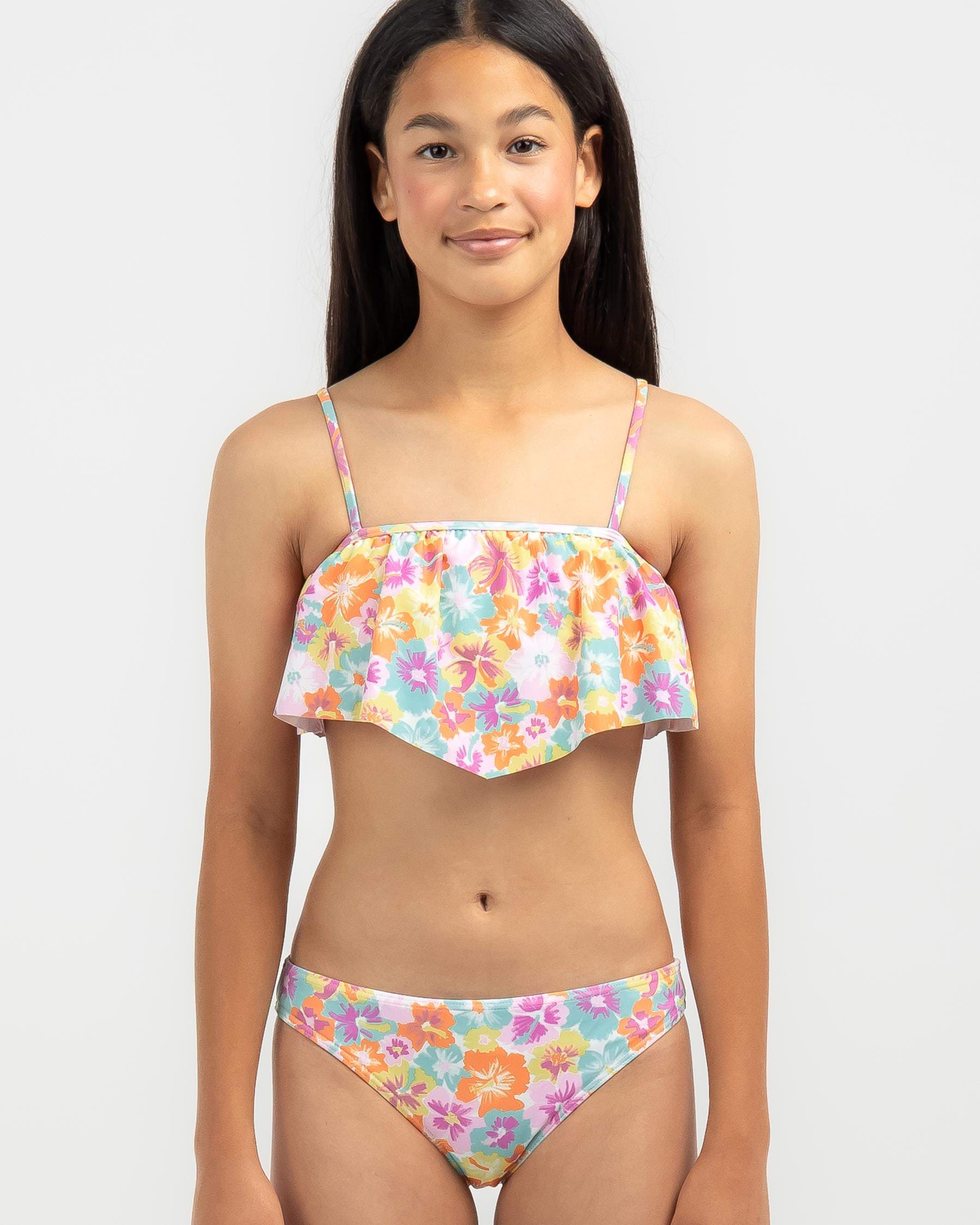 Roxy Girls Floraya Flutter Bikini Set In Autumn Sunset Floraya FREE