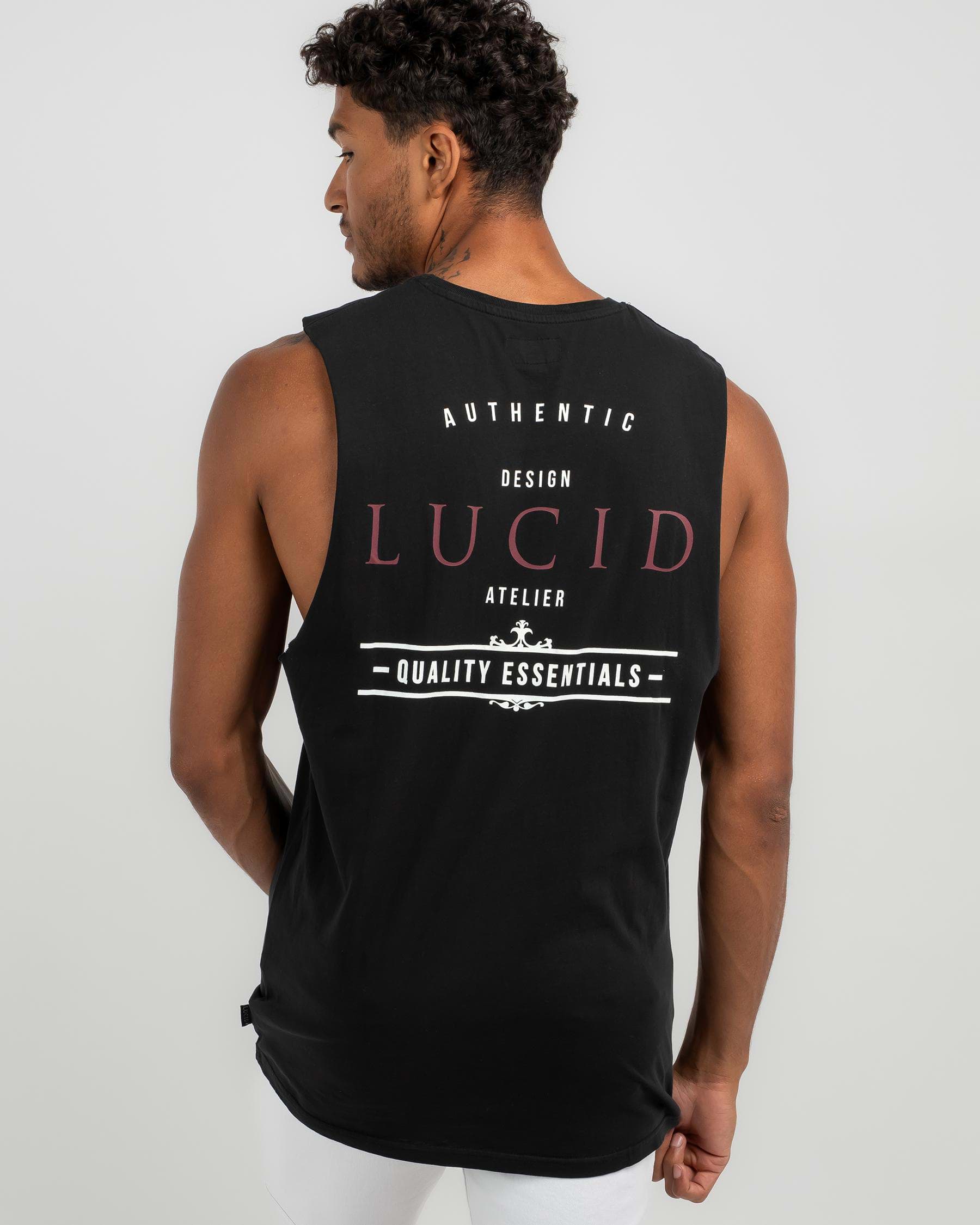 Shop Lucid Sequence Muscle Tank In Black Overdye Fast Shipping Easy