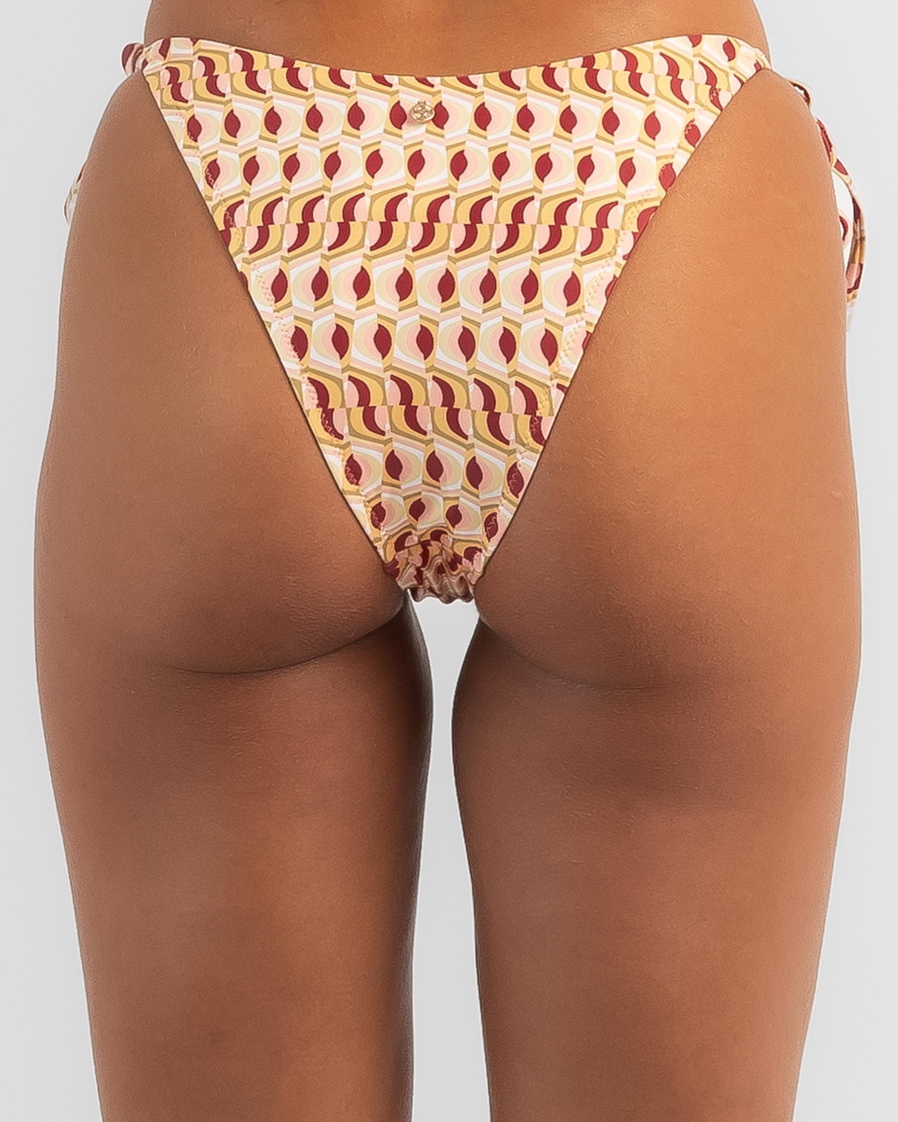 Shop Rhythm Maya Geo Tie Side High Cut Bikini Bottom In Pink Salt