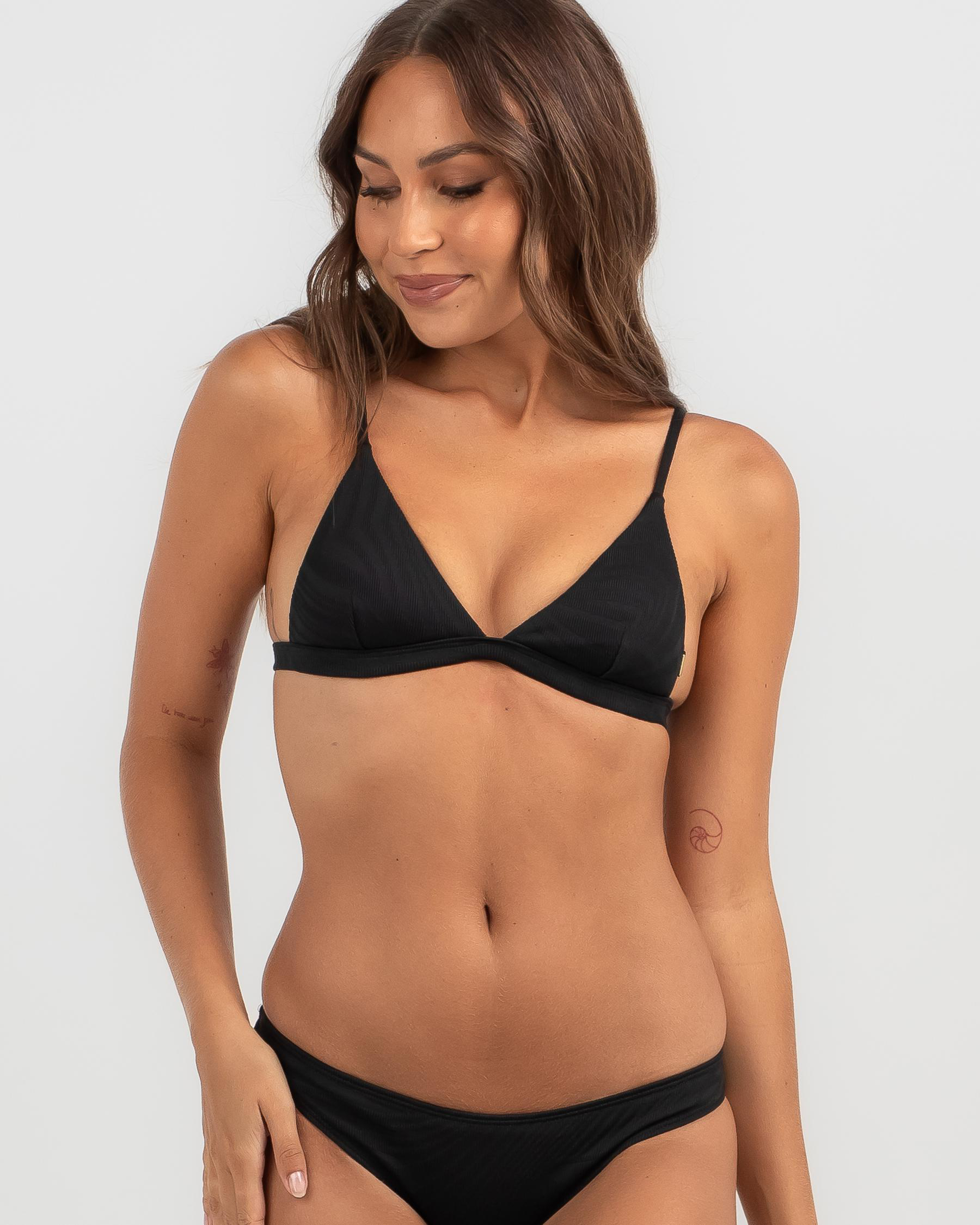 Topanga Claire Fixed Triangle Bikini Top In Black Fast Shipping