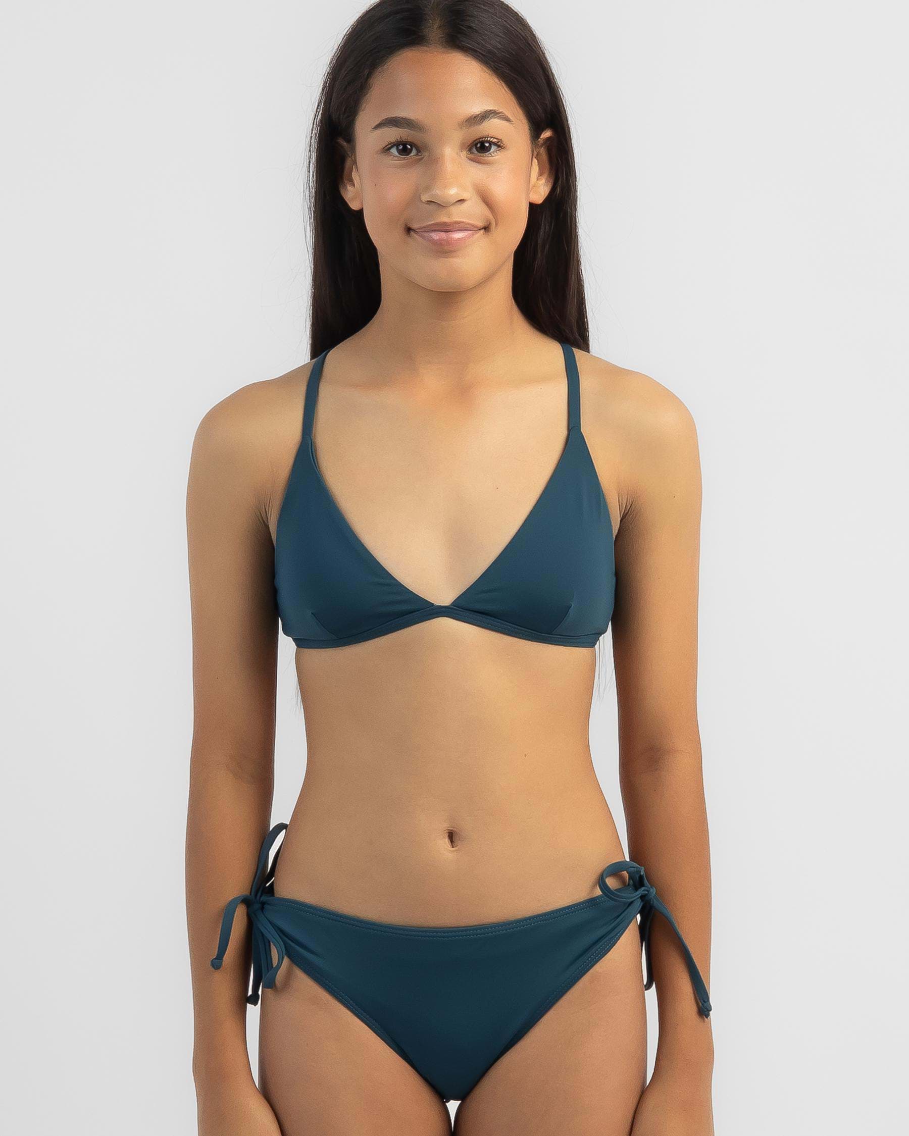 Shop Kaiami Girls Jenny Triangle Bikini Set In Jade Jewel Fast