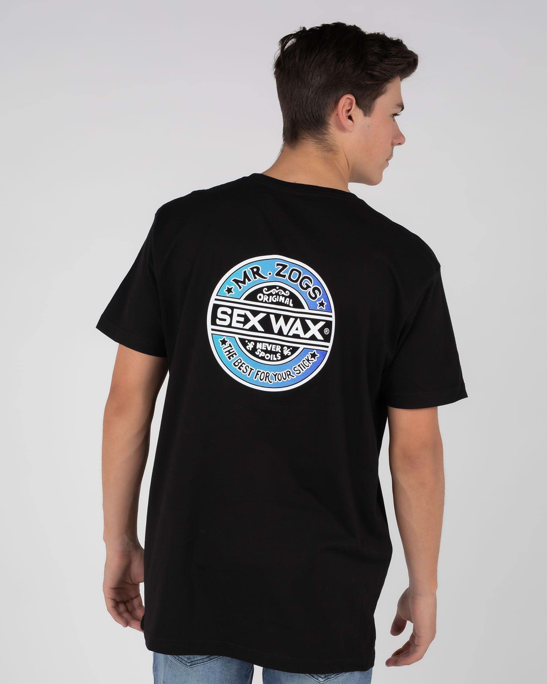 Shop Sex Wax Fade Blue Blend T Shirt In Black Fast Shipping Easy