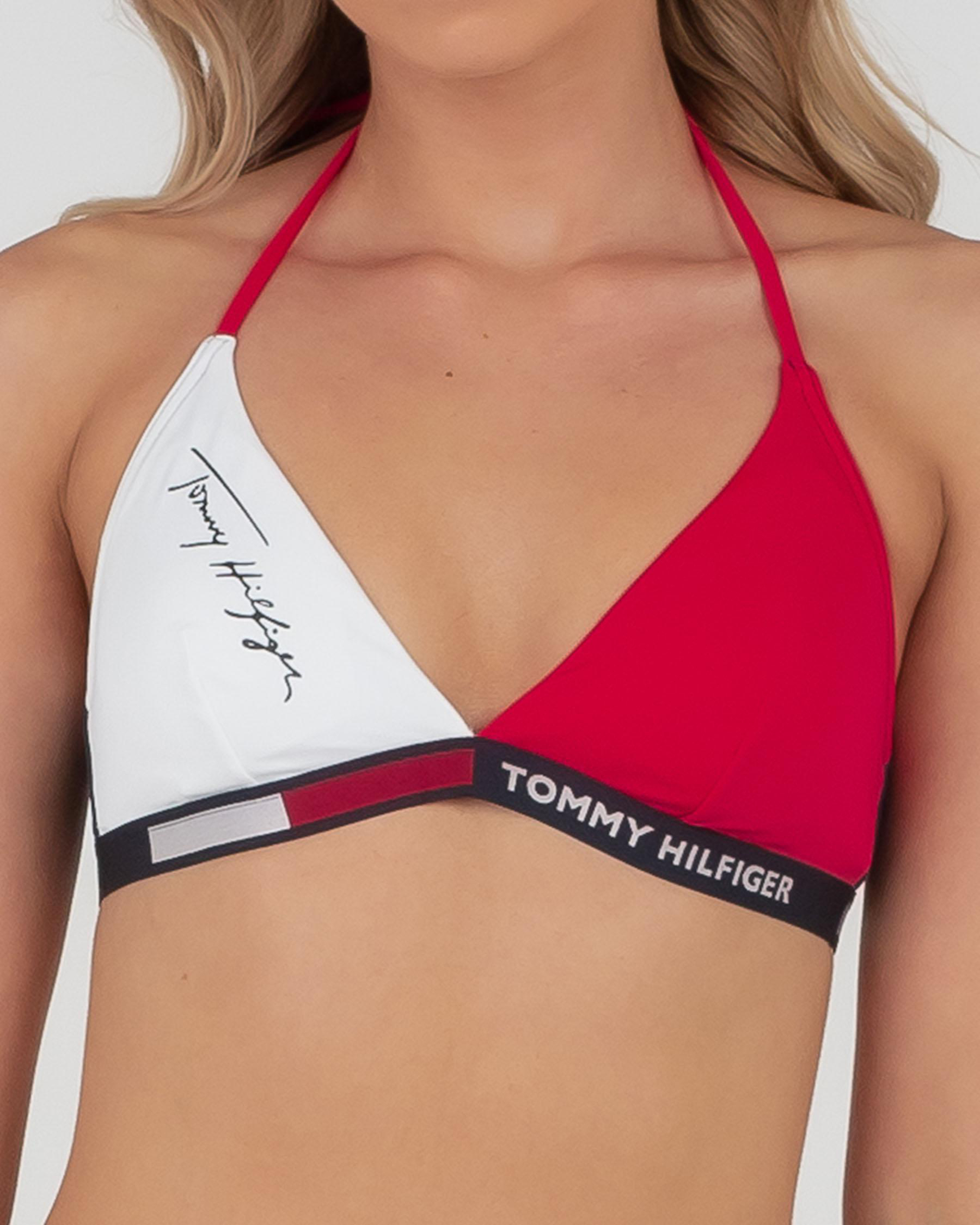 Shop Tommy Hilfiger Core Bikini Top In Red Glare Fast Shipping Easy