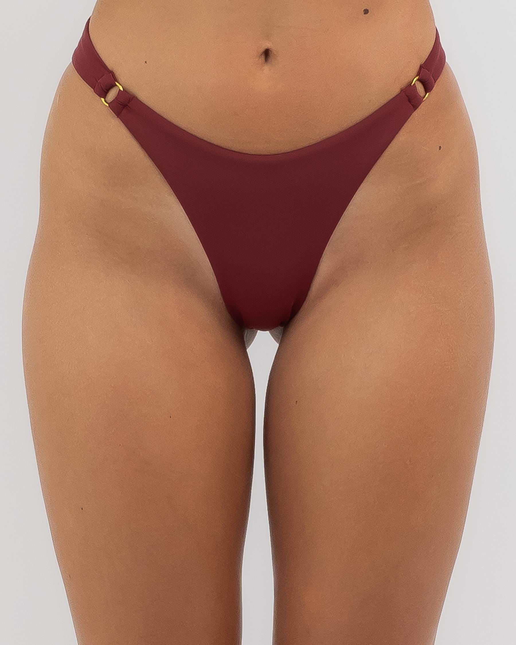 Shop Kaiami Saturn Ring Bikini Bottom In Burgundy Fast Shipping