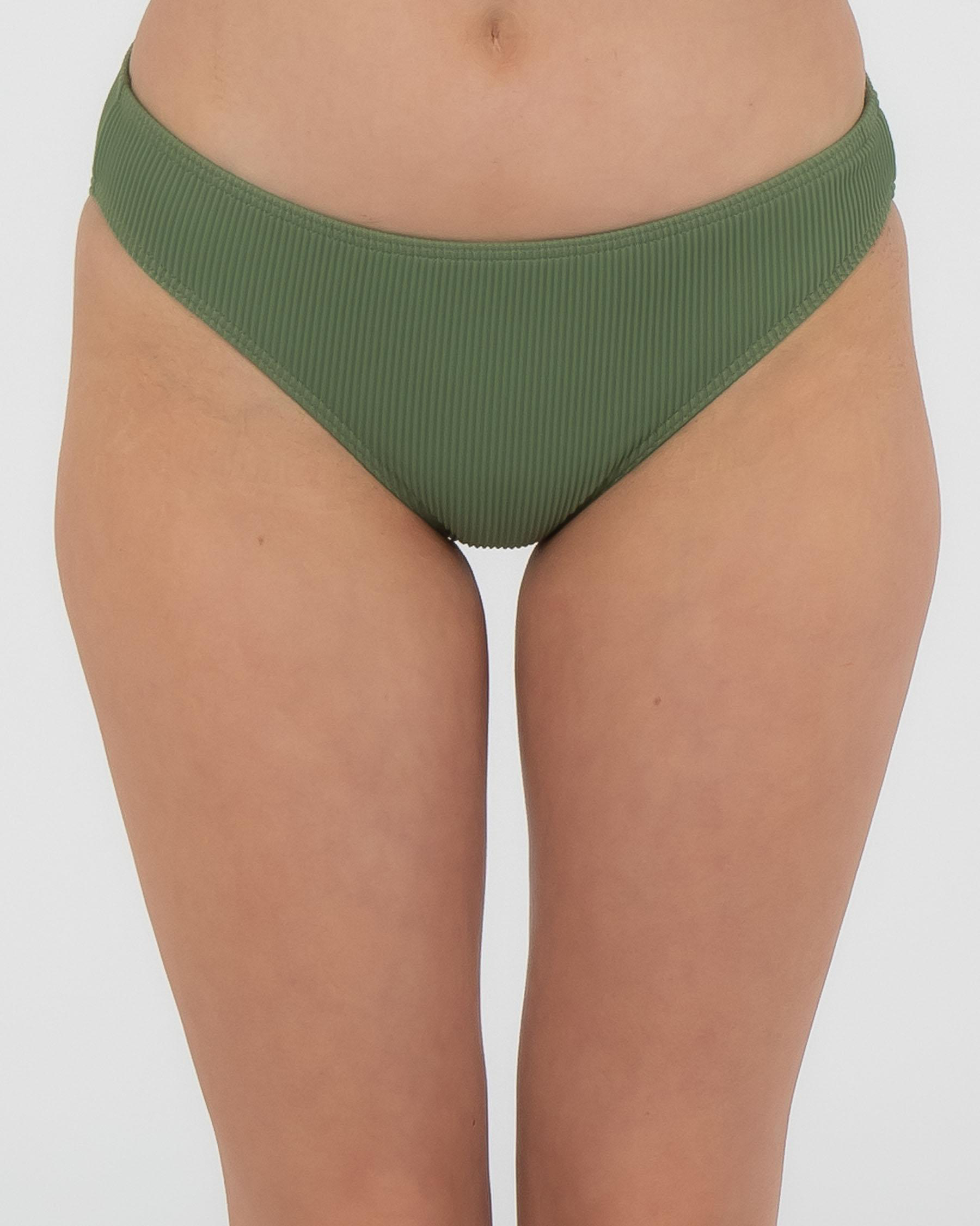 Shop Roxy Mind Of Freedom Bikini Bottom In Vineyard Green Gnt Fast