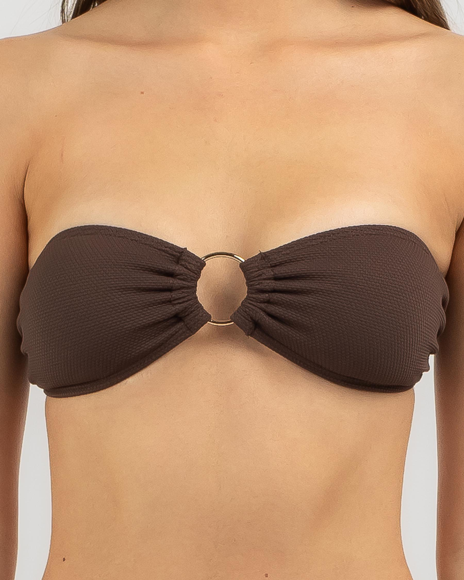 Shop Topanga Antonia Bandeau Bikini Top In Dark Choc Fast Shipping