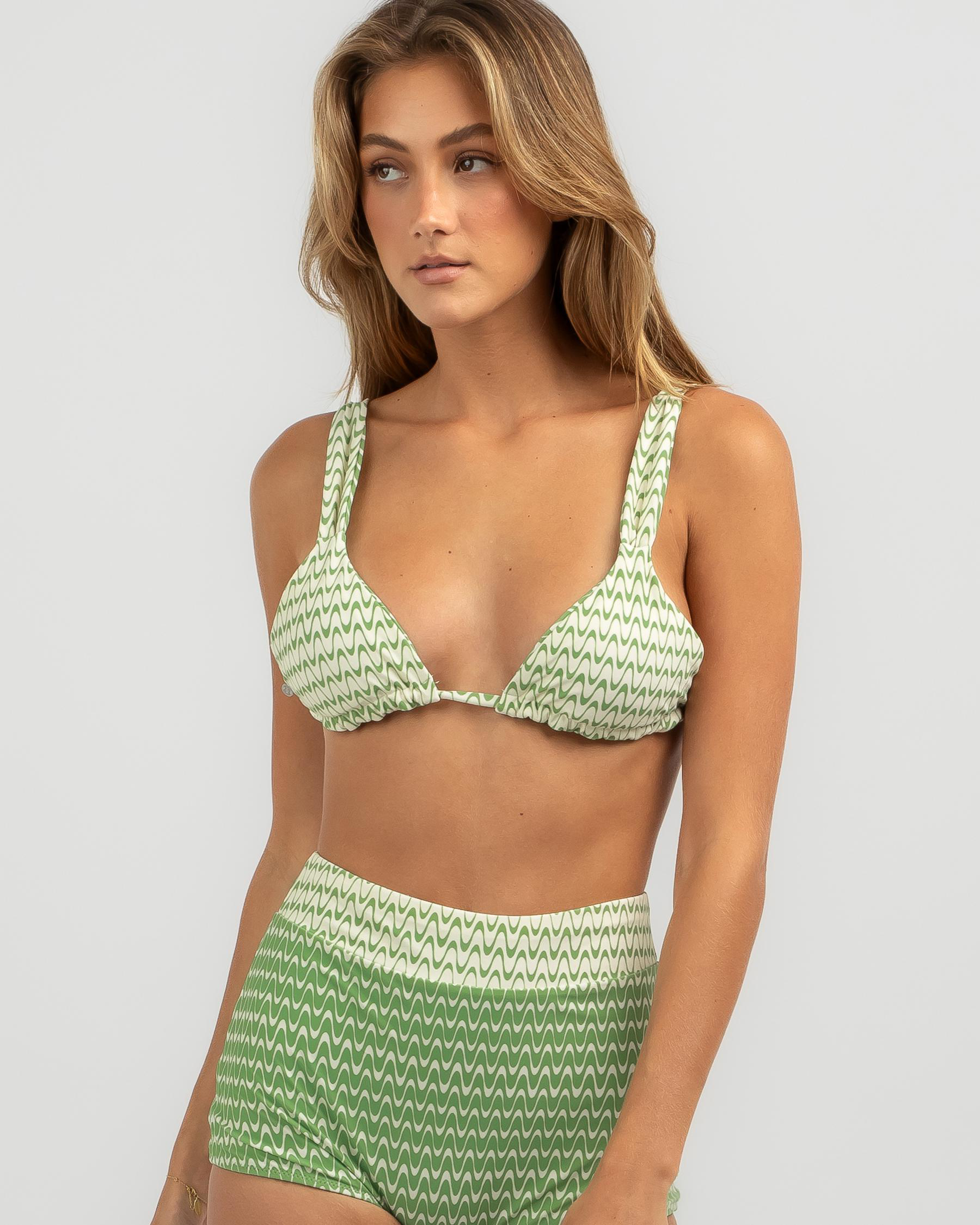 Shop Rhythm Clearwater Soft Strap Sliding Triangle Bikini Top In Sage