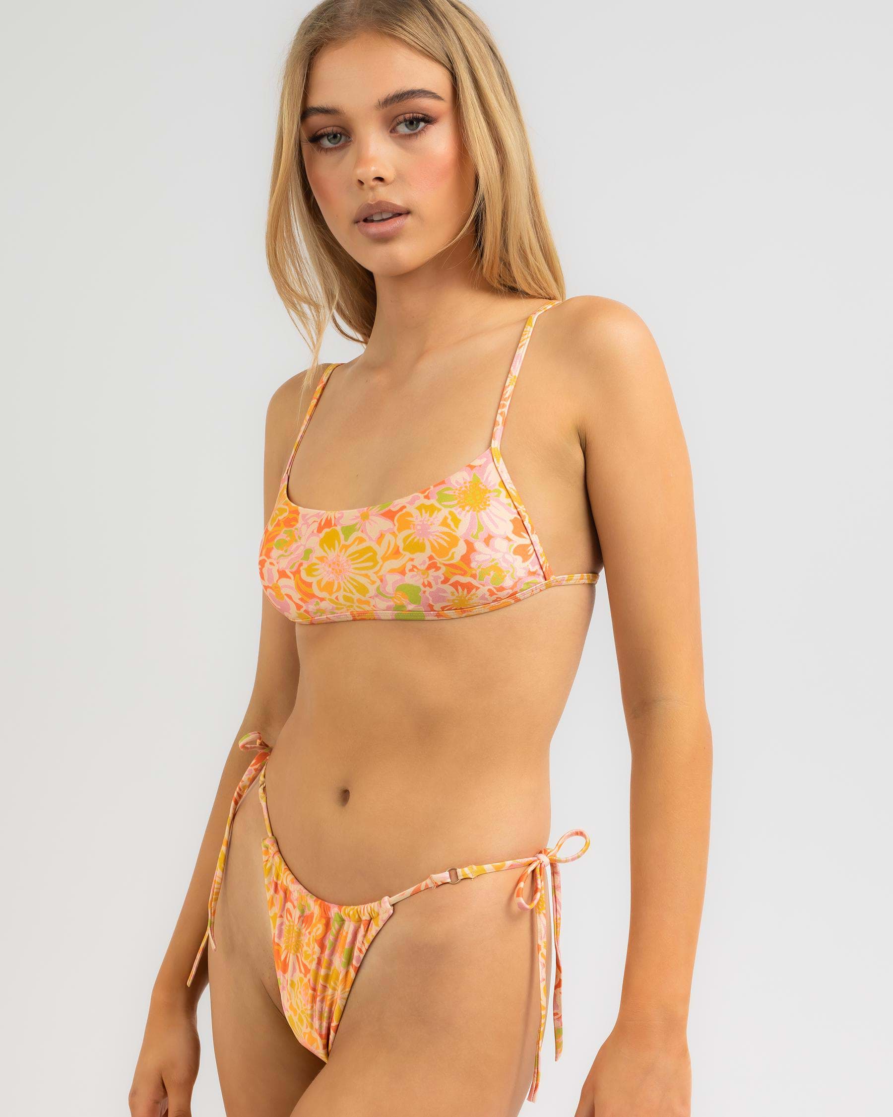 Shop Rhythm Evangeline Floral Crop Bikini Top In Mandarin Fast