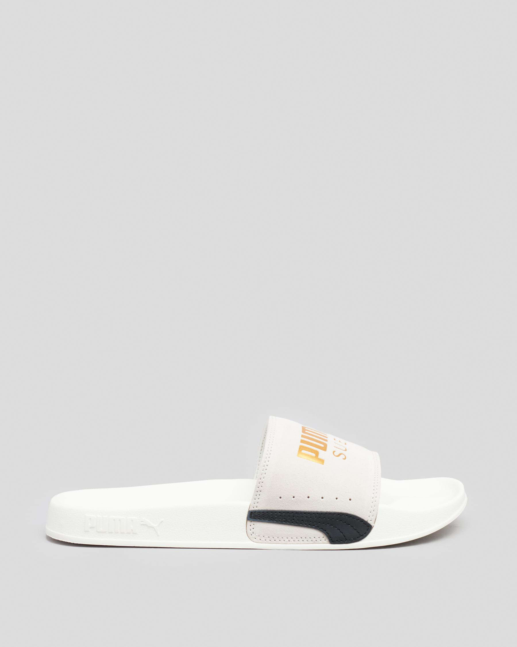 Shop Puma Puma Leadcat Slide Sandals In Marshmallow Puma Team Gold