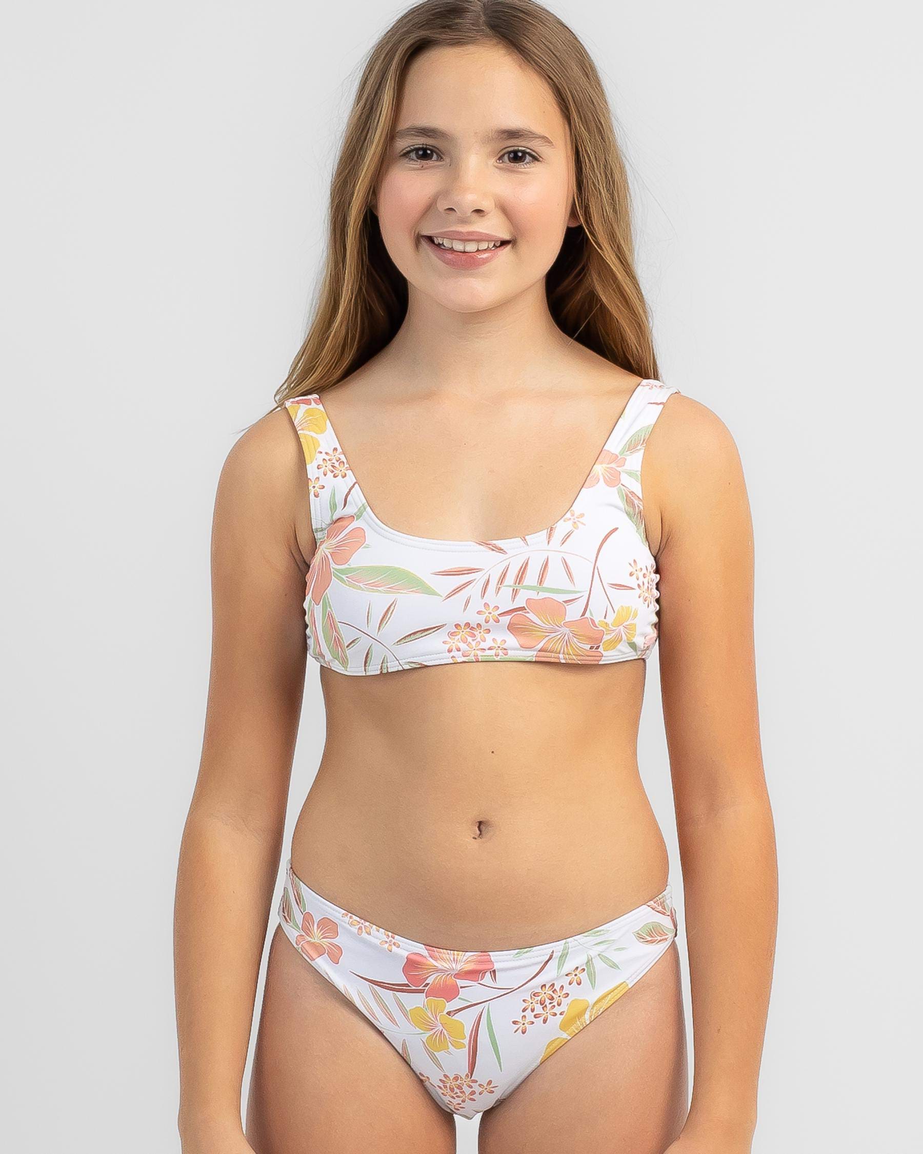 Shop Roxy Girls Life Enjoyers Bralette Bikini Set In Bright White