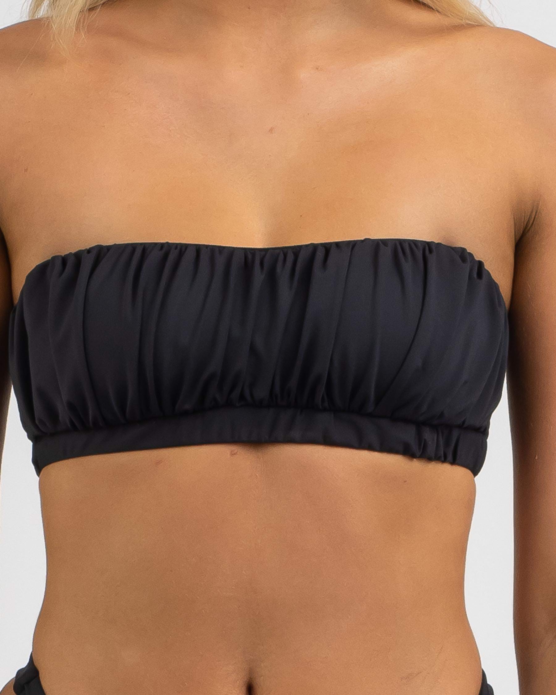 Shop Kaiami Mercy Ruch Bandeau Bikini Top In Black Fast Shipping