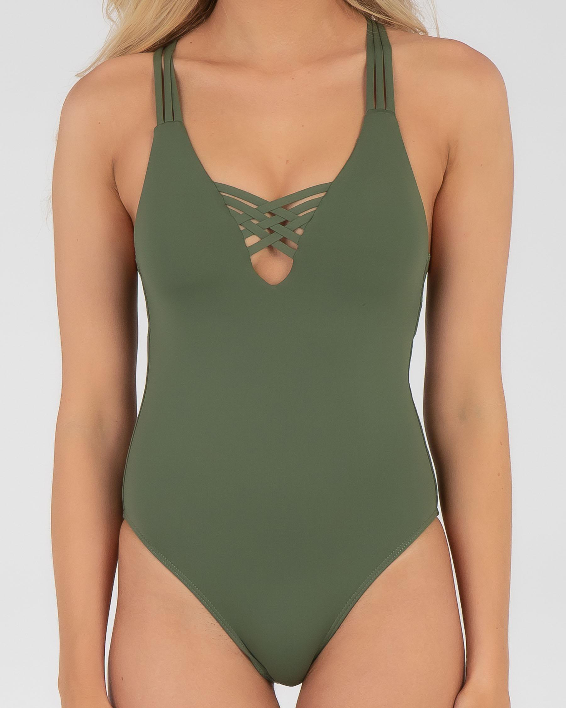 Shop Topanga Olivia One Piece Swimsuit In Olive Green Fast Shipping