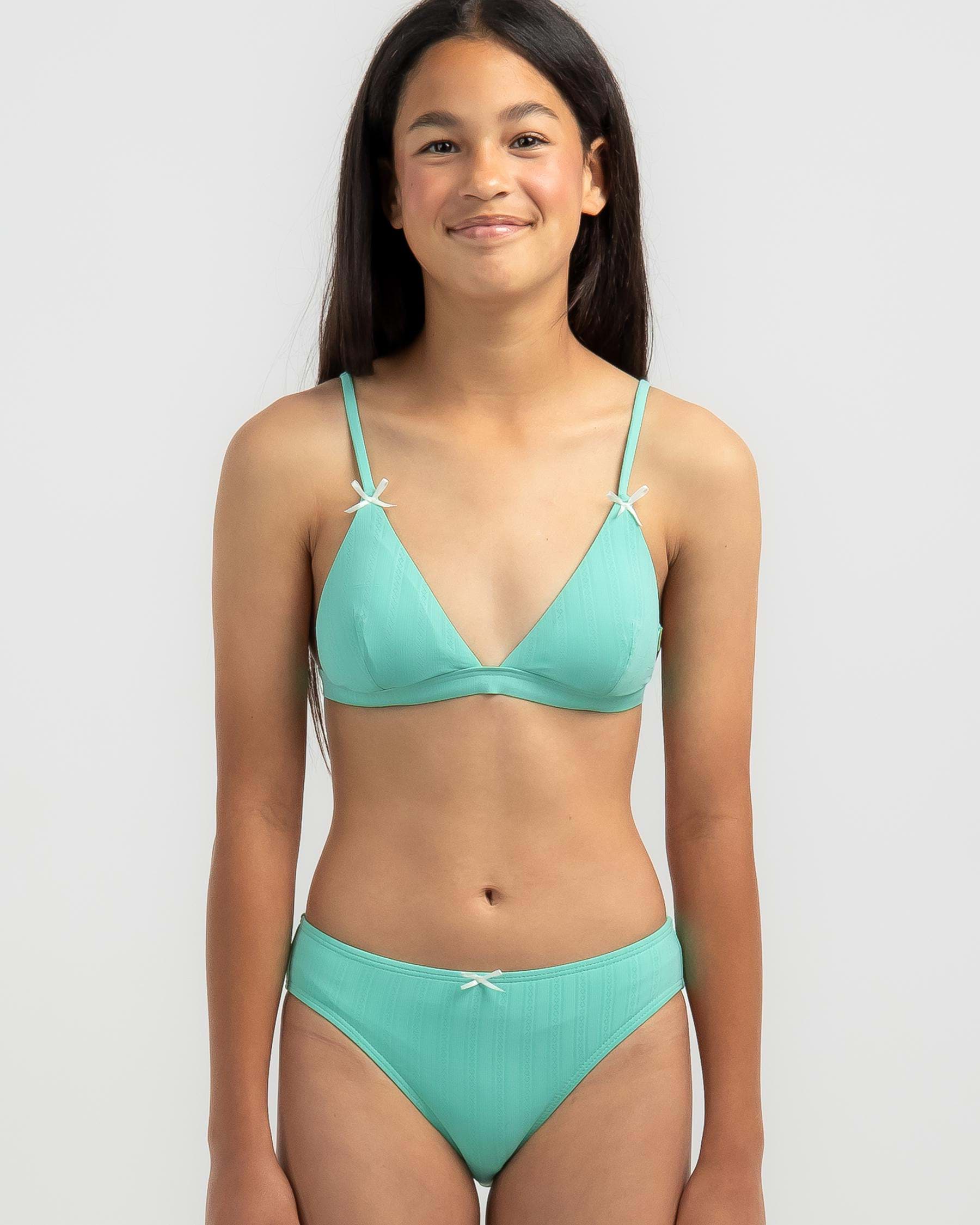 Shop Topanga Girls Priya Triangle Bikini Set In Mint Fast Shipping