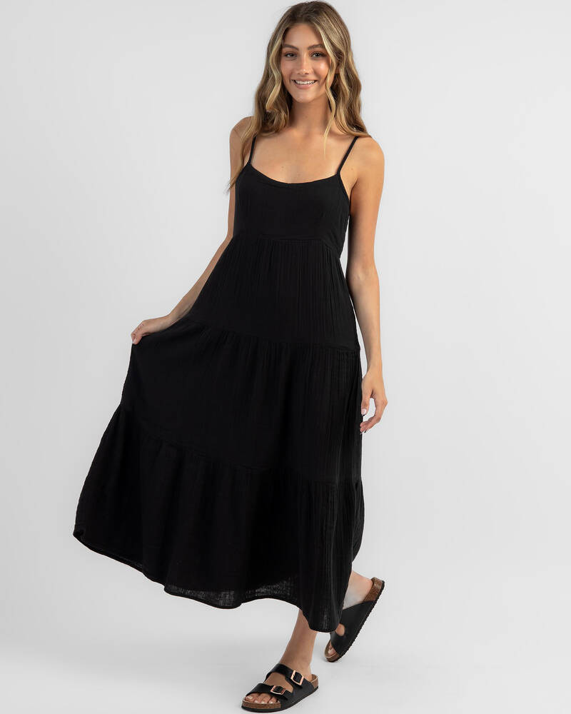 Shop Rip Curl Premium Surf Midi Dress In Black - Fast Shipping & Easy ...
