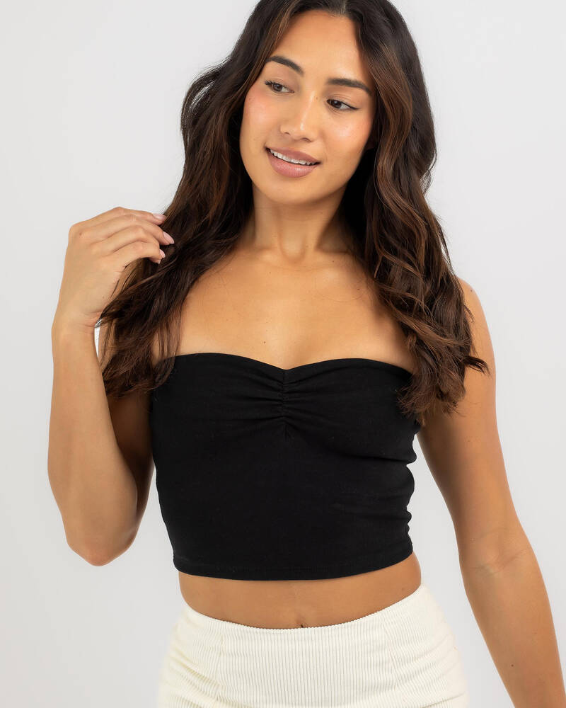 Ava And Ever Basic Ruche Front Sweetheart Tube Top for Womens