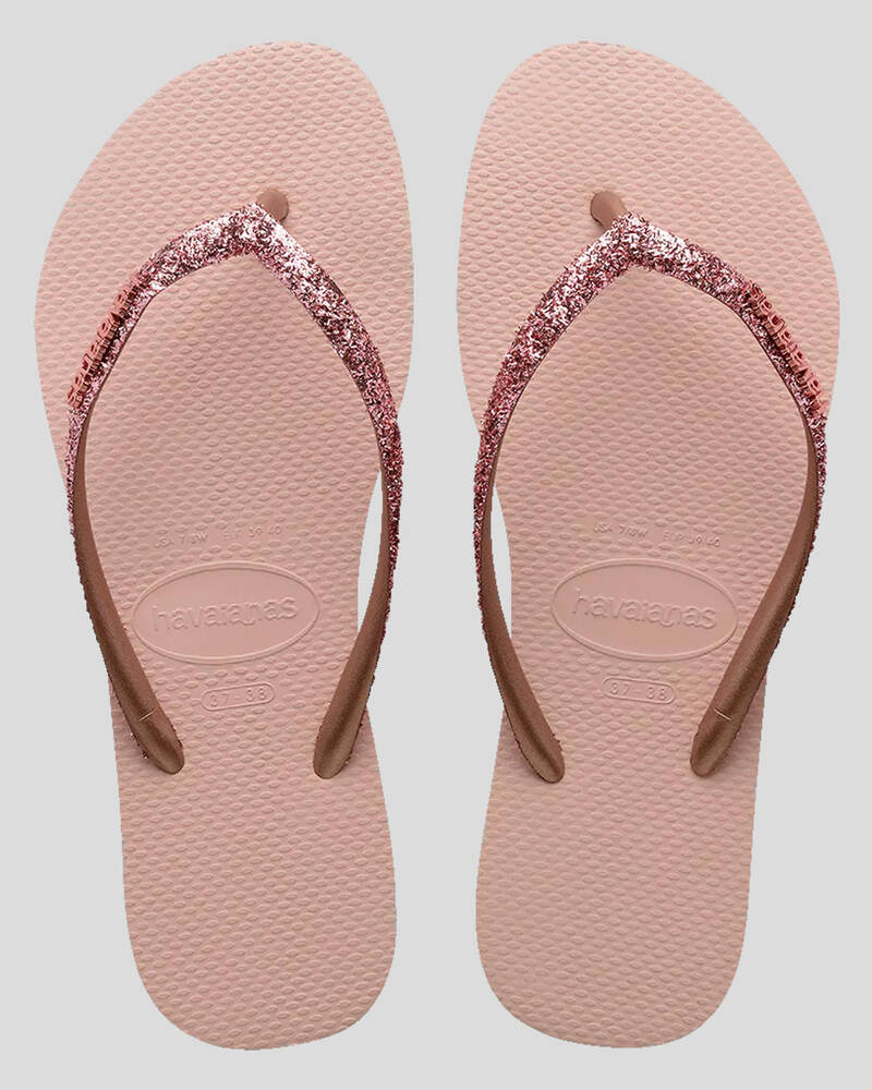 Havaianas Slim Metal Logo Glitter II Thongs for Womens