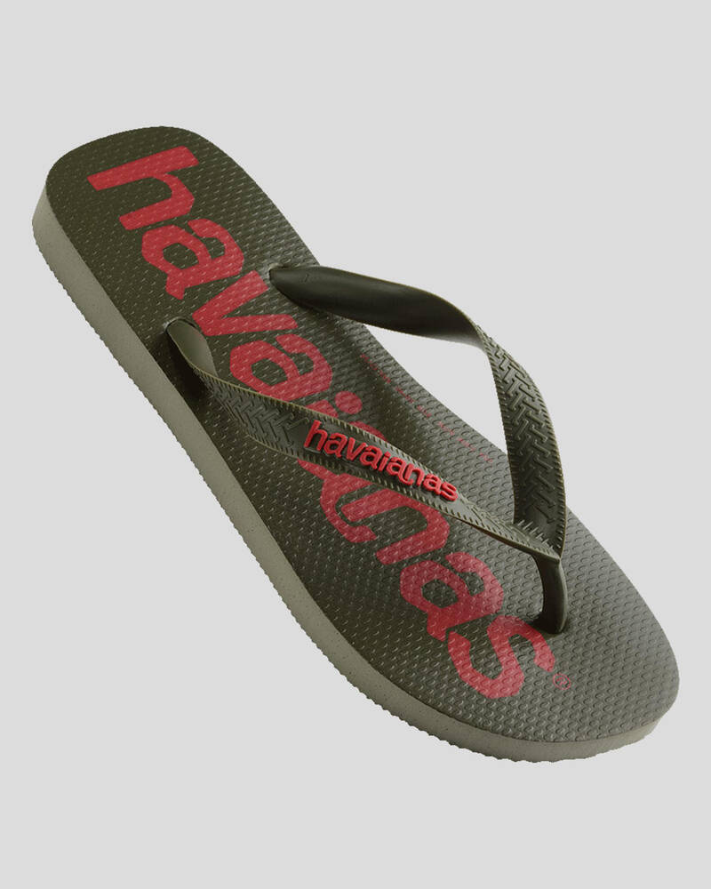 Shop Havaianas Top Logomania 2 Thongs In Green Yucca/red - Fast ...