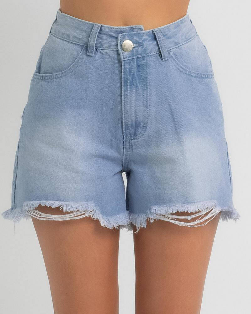 Shop Ava And Ever Cruz Shorts In Mid Blue - Fast Shipping & Easy ...