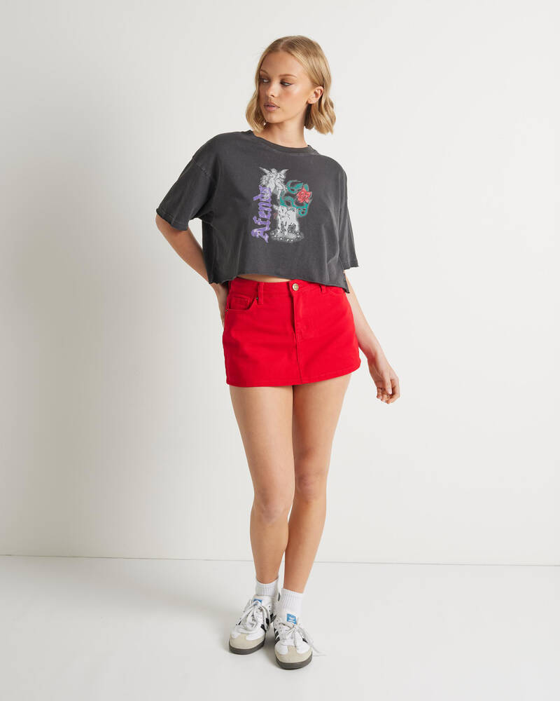 Afends Nirvana Cropped Hemp Oversized T-Shirt for Womens