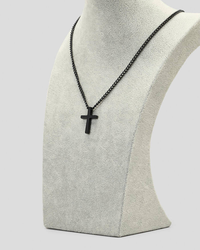REPUBLIK Matte Black Cross Necklace for Mens