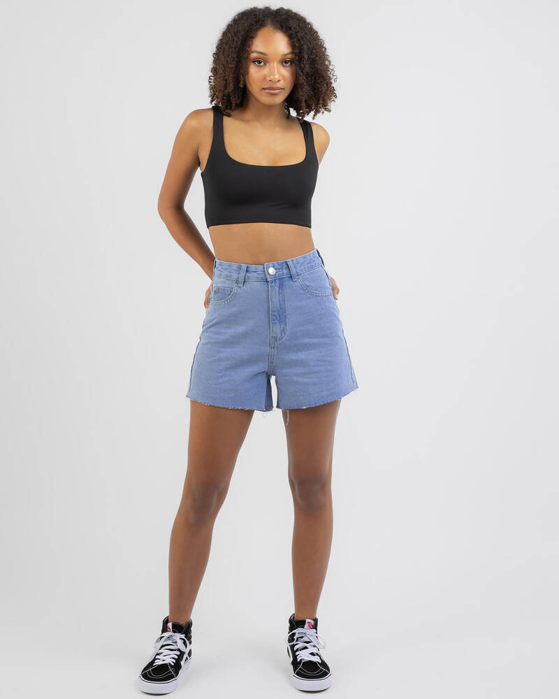Shop Ava And Ever Angel Shorts In Mid Blue - Fast Shipping & Easy ...