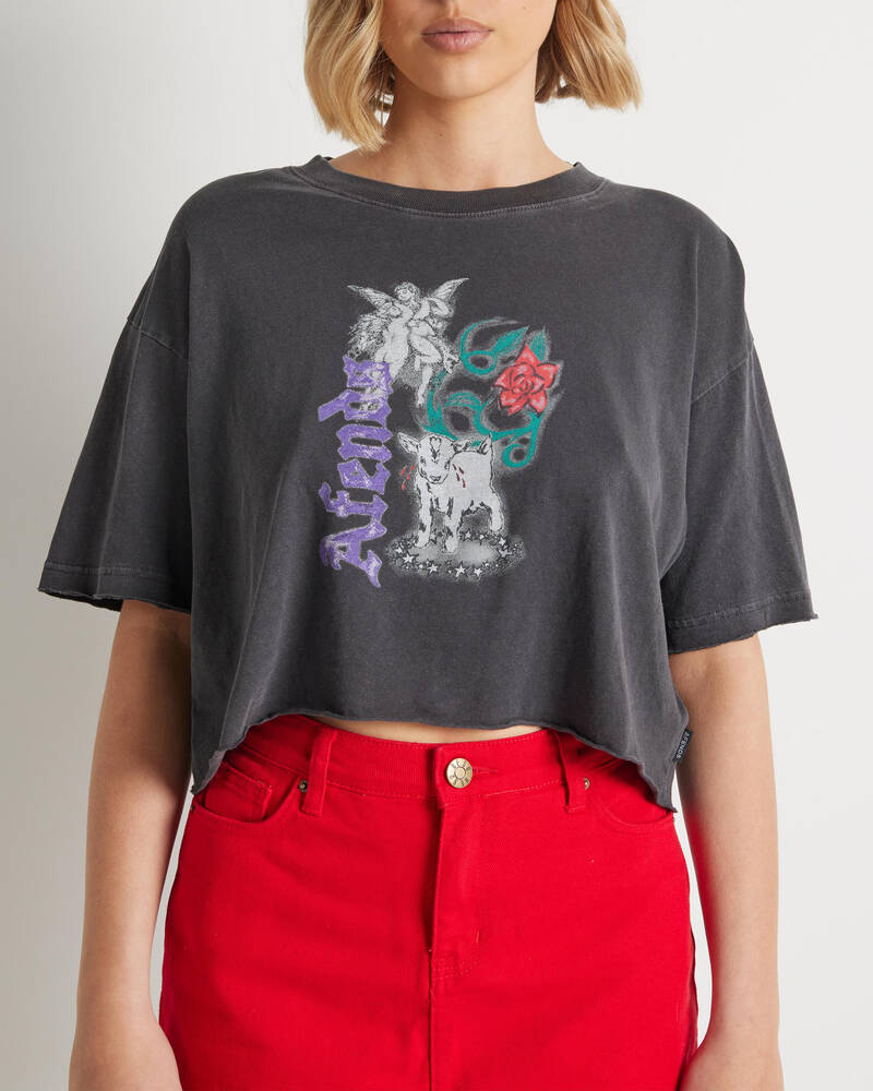 Afends Nirvana Cropped Hemp Oversized T-Shirt for Womens