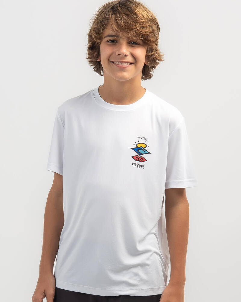 Rip Curl Boys' Icons Surflite Short Sleeve Rash Vest for Mens