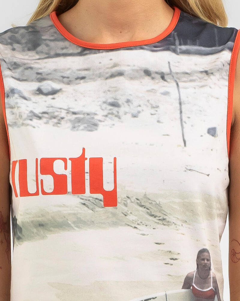 Rusty All Ova Slim Fit Sleeveless Skimmer Tank Top for Womens