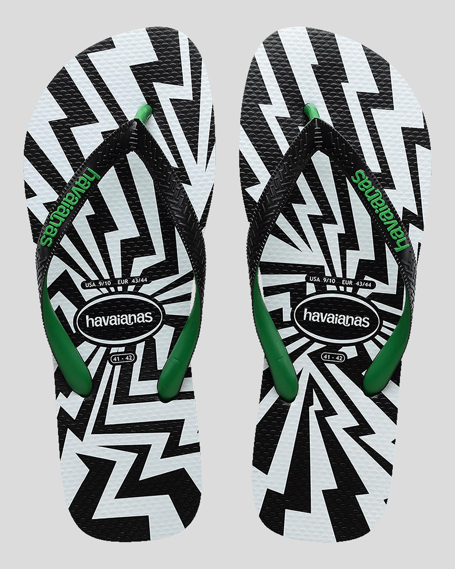 Havaianas Top Crash Mix Thongs In Black green Fast Shipping