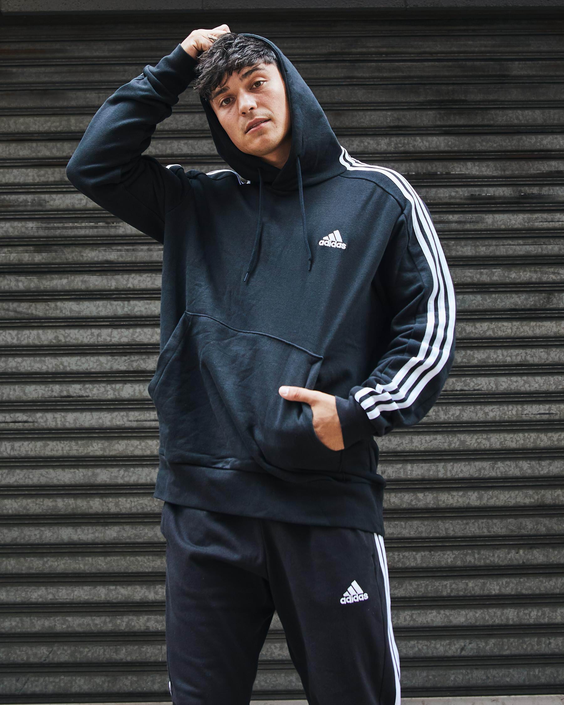 Adidas three outlet stripe hoodie men's