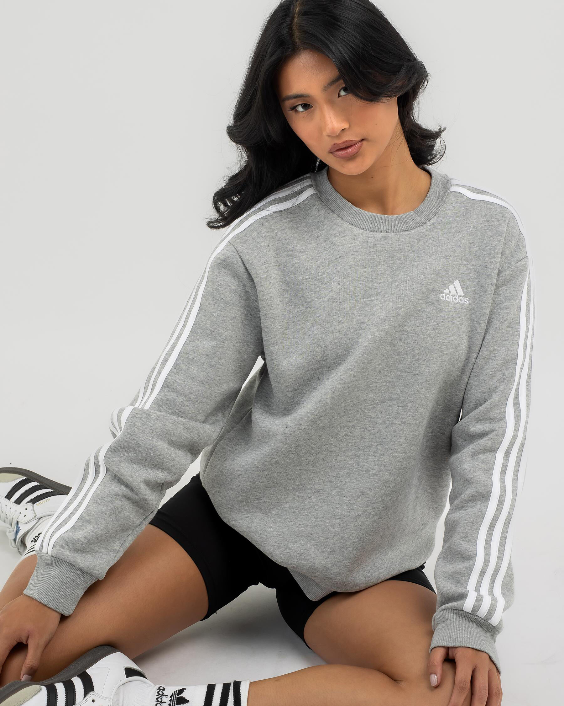 Womens adidas 3 online stripe sweatshirt