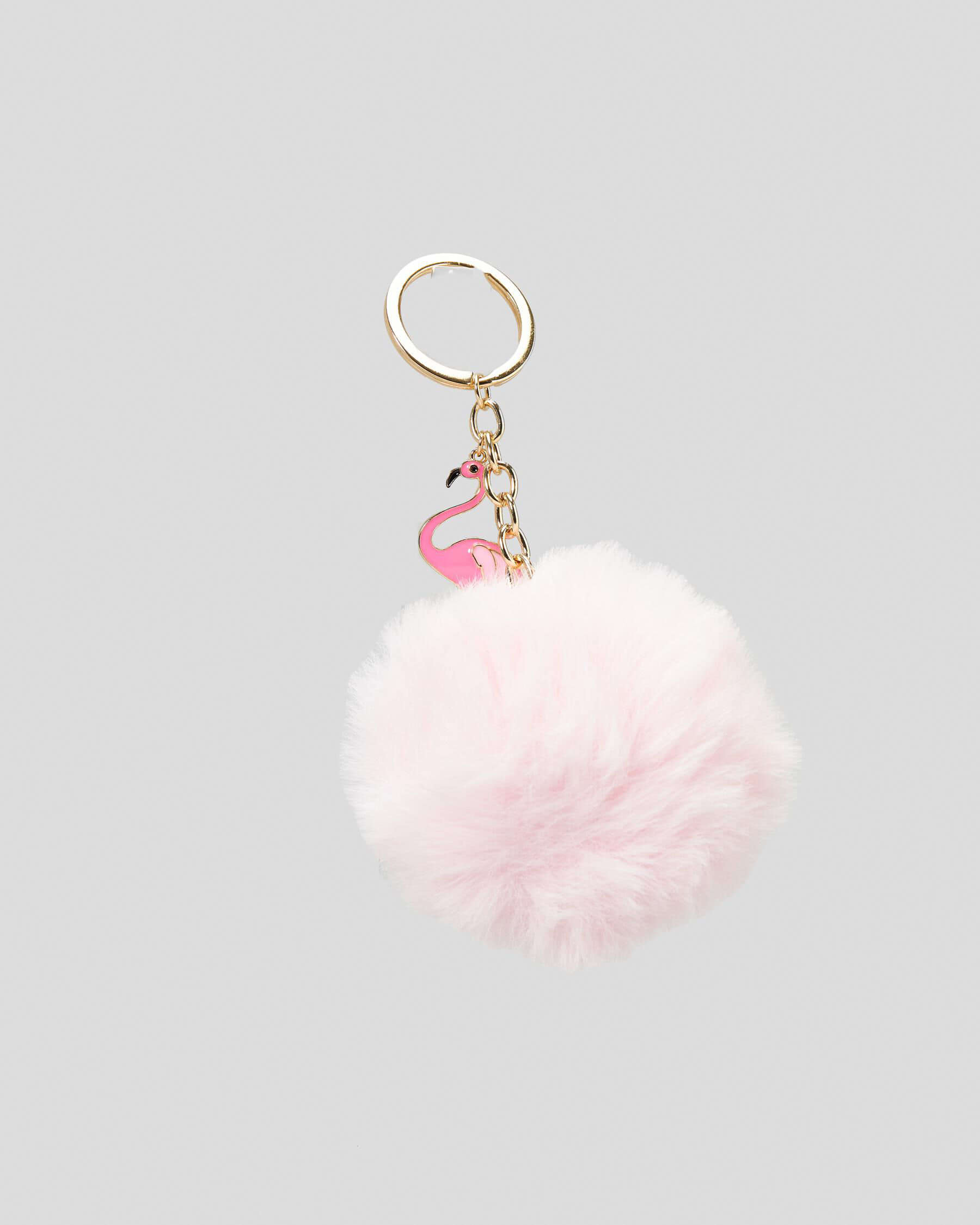 Flamingo pom clearance pom keyring