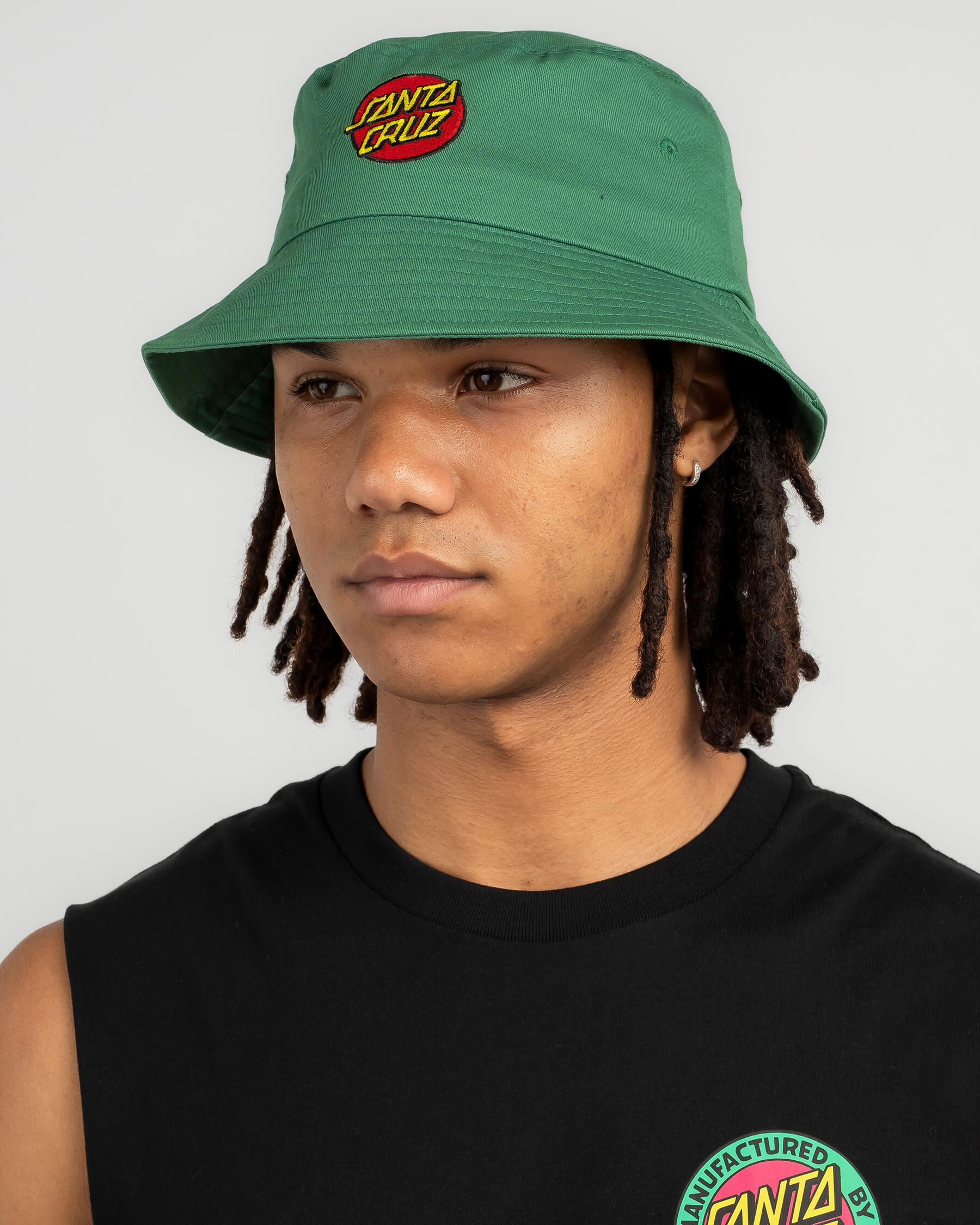 Santa Cruz Classic Dot Patch Bucket Hat In Green FREE Shipping