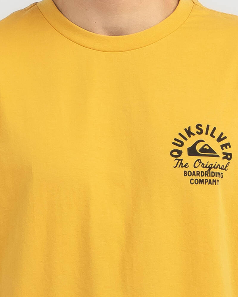 FREE* Quiksilver Mustard In Script T-Shirt - Shipping Circled Beach City States & Easy Returns United -
