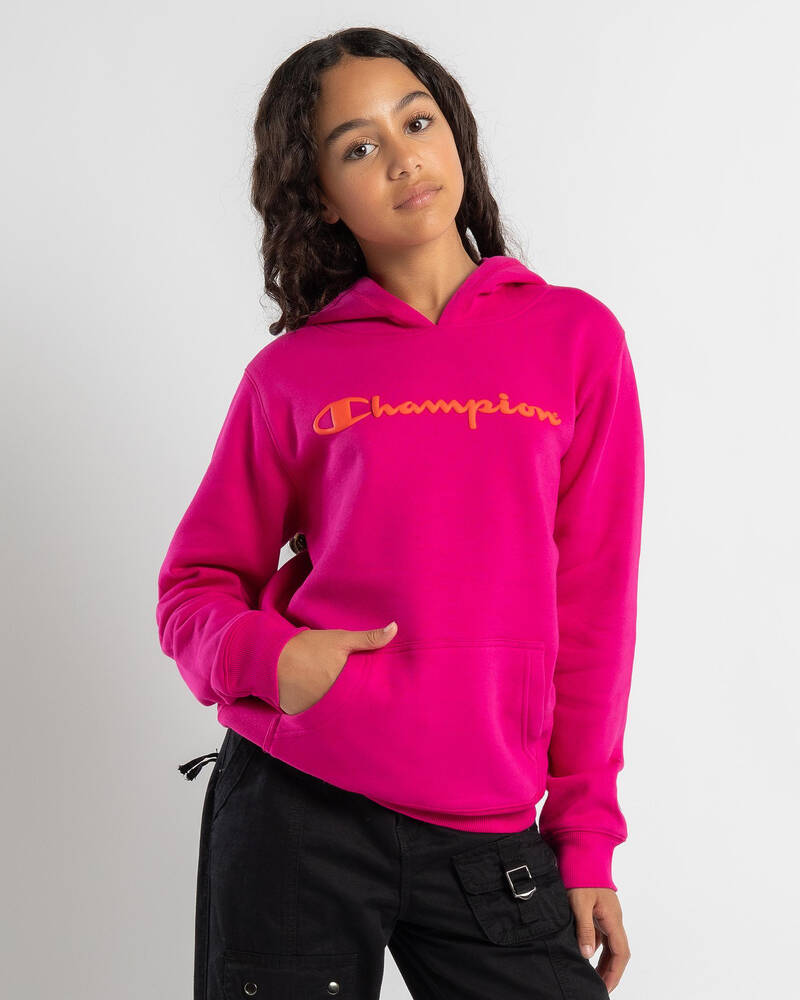 Champion Girls' Puff Script Hoodie for Womens