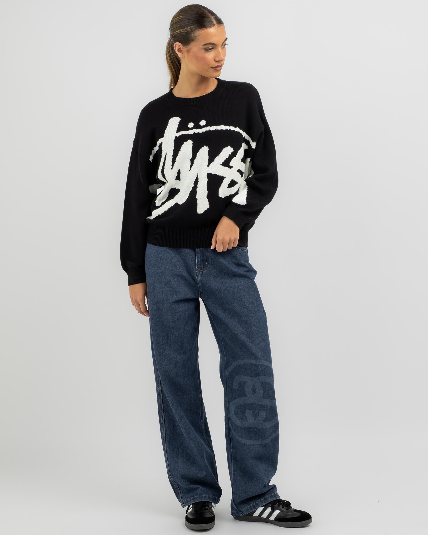 Shop Stussy Stock Sweater In Black - Fast Shipping & Easy Returns ...