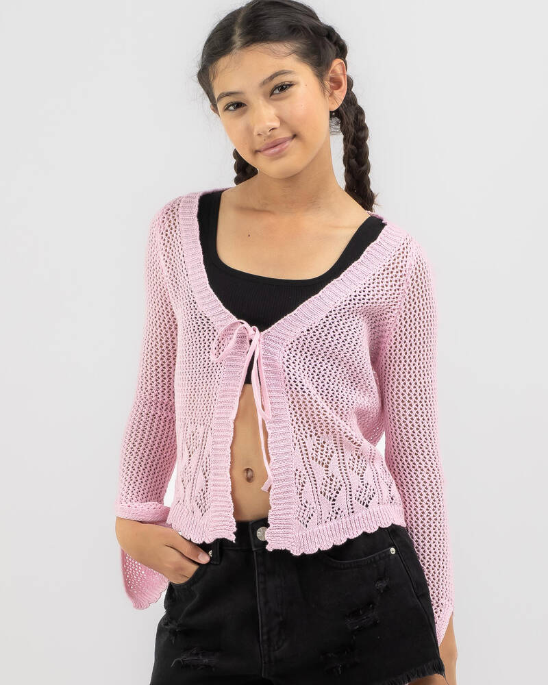 Mooloola Girls' Summer Love Crochet Tie Front Top for Womens