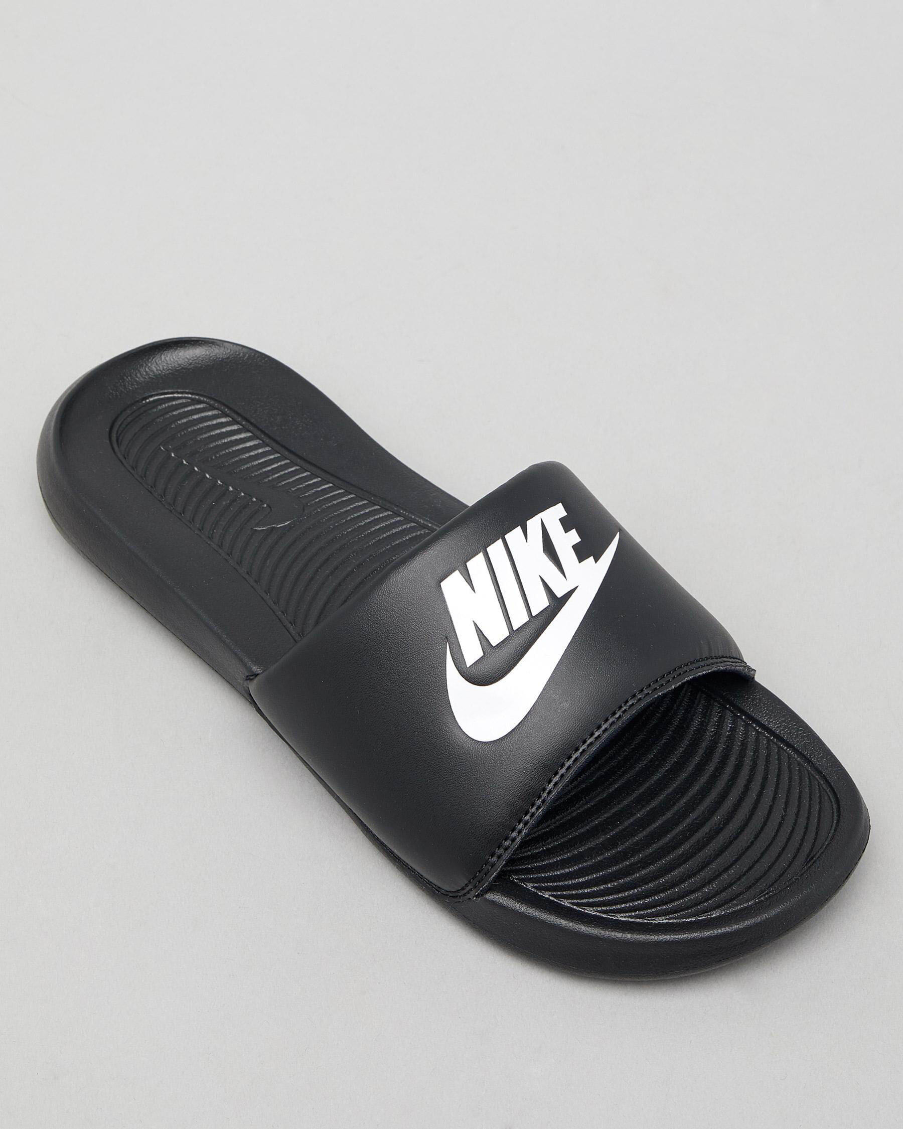 plain black nike slides