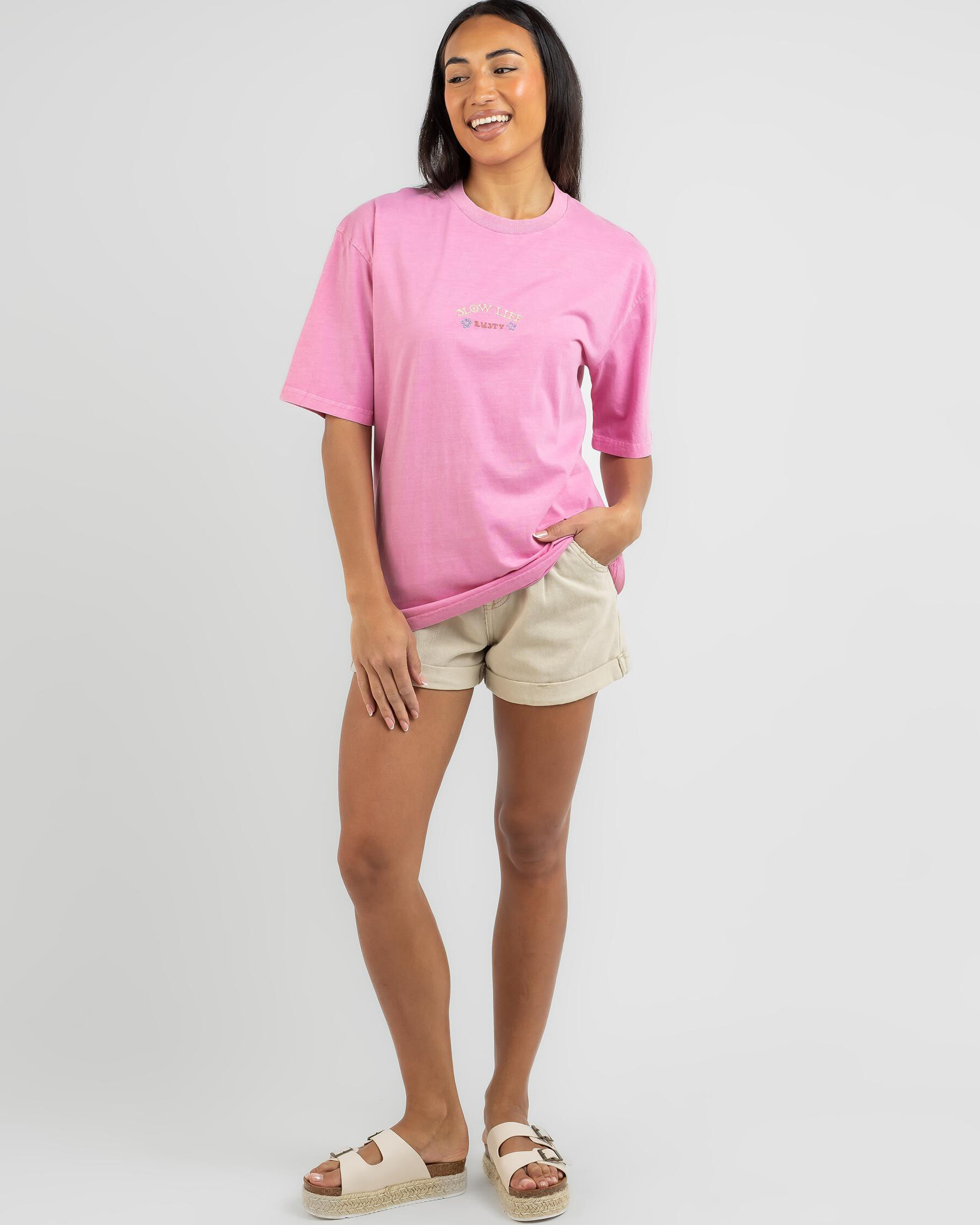 Rusty Slow Life Oversized T-Shirt In Rose Bloom - FREE* Shipping