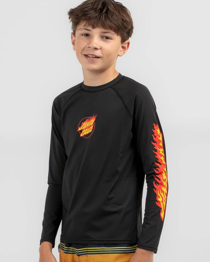 Santa Cruz Boys' Flame Dot Hand Rash Vest for Mens