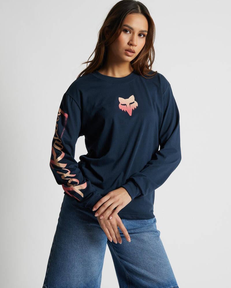 Fox Scripted Long Sleeve T-Shirt for Womens