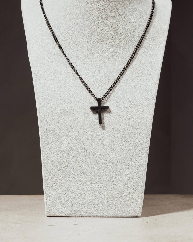 REPUBLIK Matte Black Cross Necklace for Mens