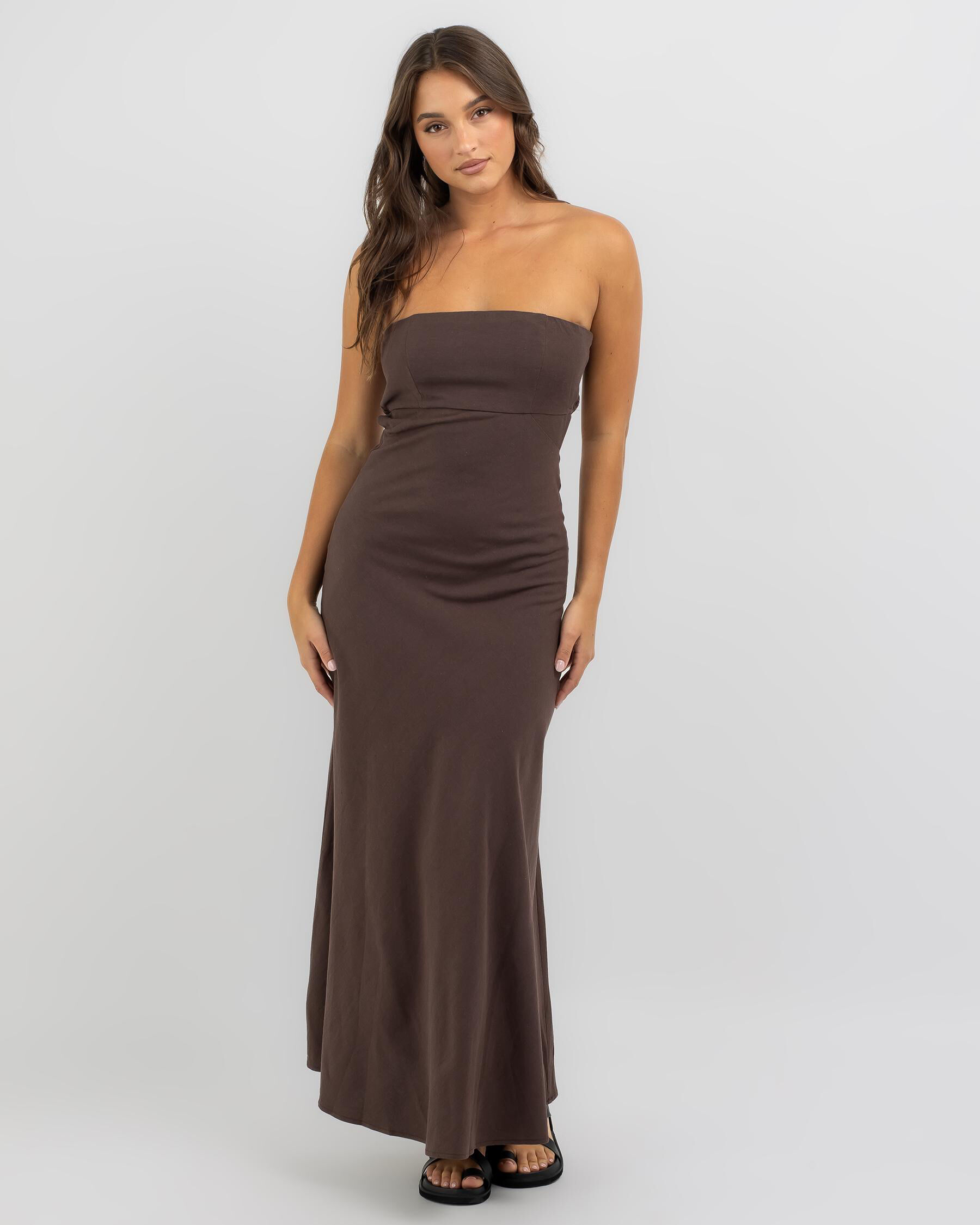 Thanne Claire Maxi Dress In Brown FREE Shipping Easy Returns