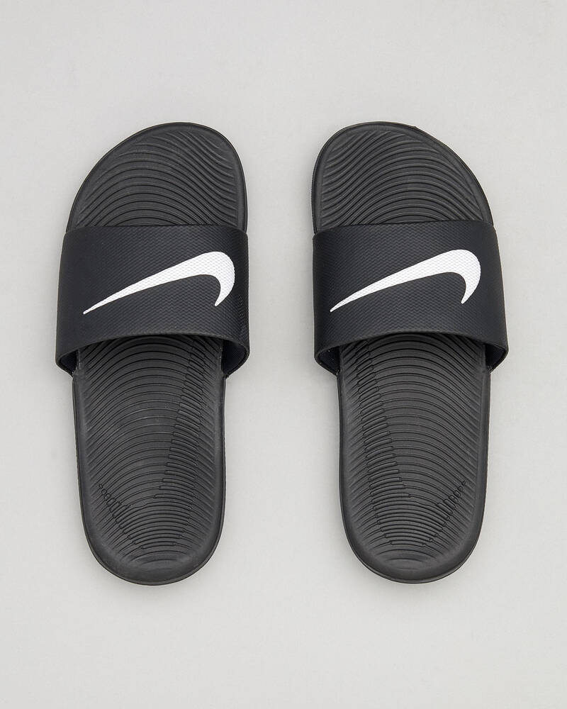 Shop Nike Boys' Kawa Slides In Black/white - Fast Shipping & Easy ...