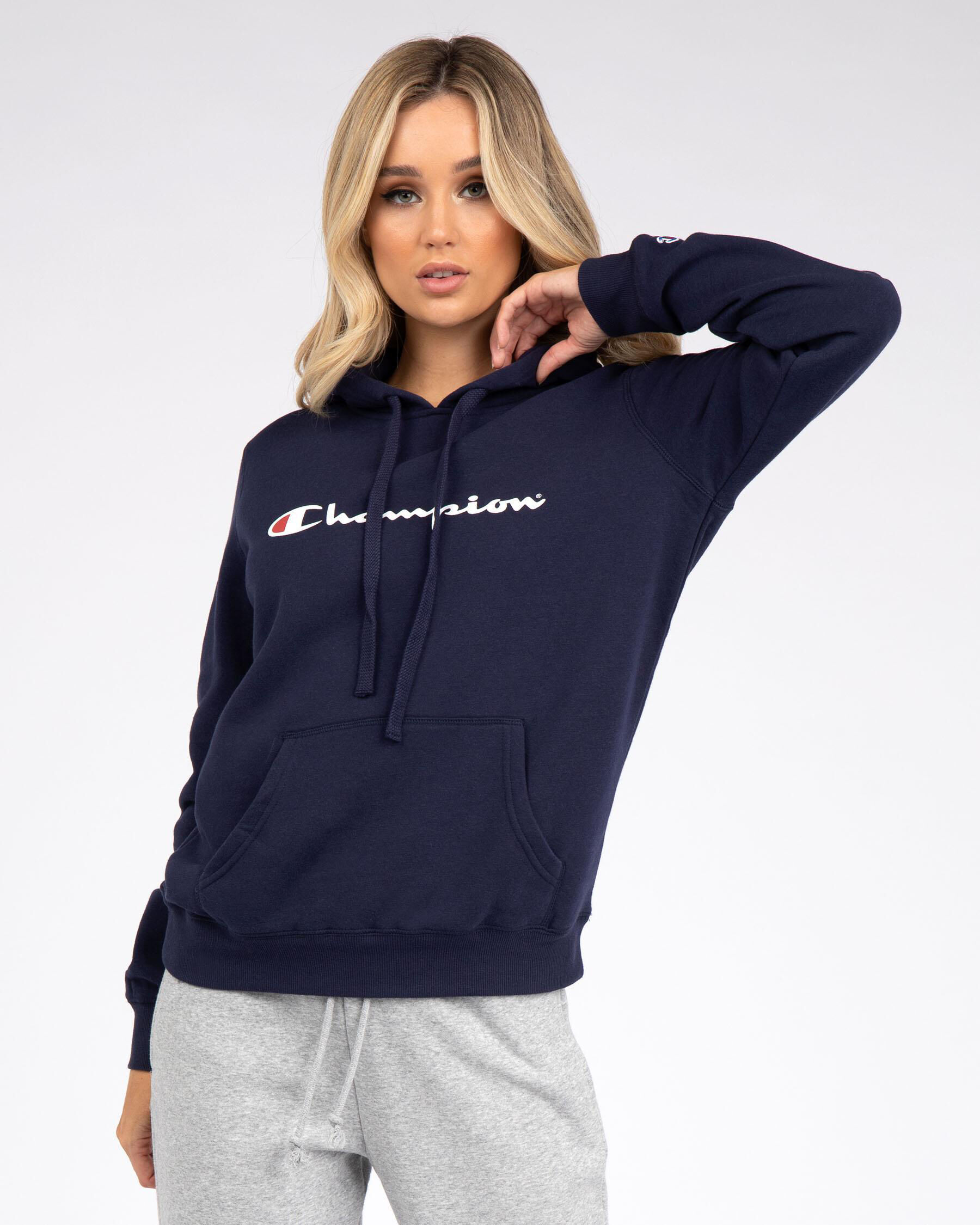 Shop Champion Logo Hoodie In Navy Fast Shipping Easy Returns City Beach Australia