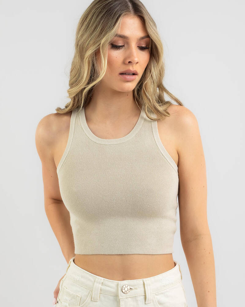 Mooloola Basic Racer Back Knit Top for Womens